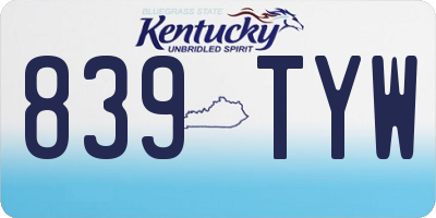 KY license plate 839TYW
