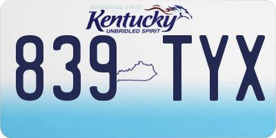 KY license plate 839TYX