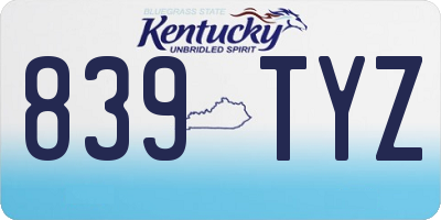 KY license plate 839TYZ
