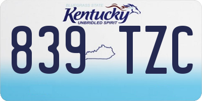 KY license plate 839TZC