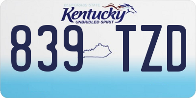 KY license plate 839TZD