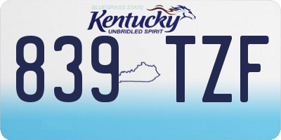 KY license plate 839TZF