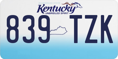 KY license plate 839TZK