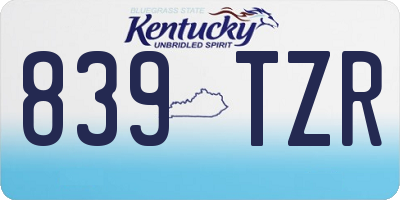 KY license plate 839TZR