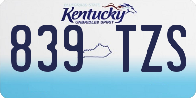 KY license plate 839TZS
