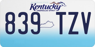 KY license plate 839TZV