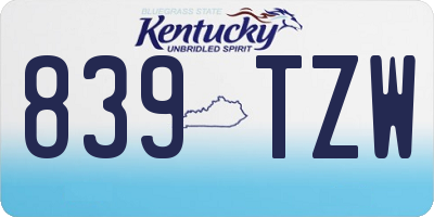 KY license plate 839TZW