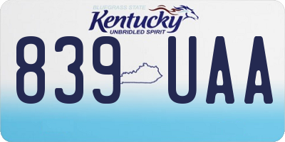 KY license plate 839UAA