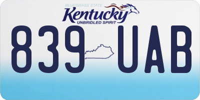 KY license plate 839UAB