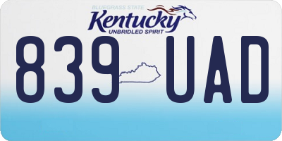 KY license plate 839UAD