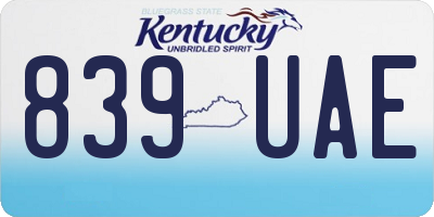 KY license plate 839UAE
