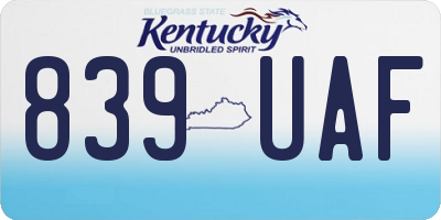 KY license plate 839UAF