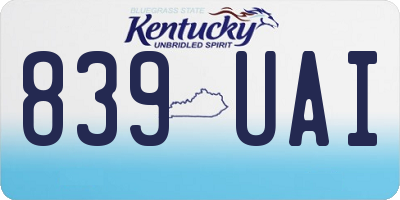 KY license plate 839UAI
