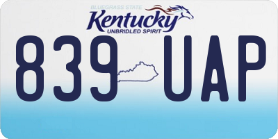 KY license plate 839UAP
