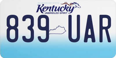 KY license plate 839UAR