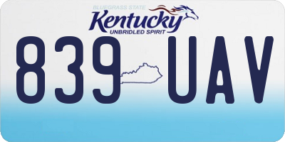 KY license plate 839UAV
