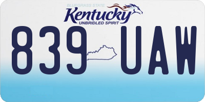 KY license plate 839UAW