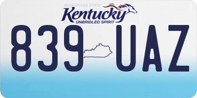 KY license plate 839UAZ