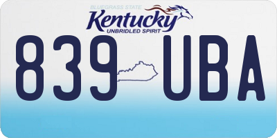 KY license plate 839UBA