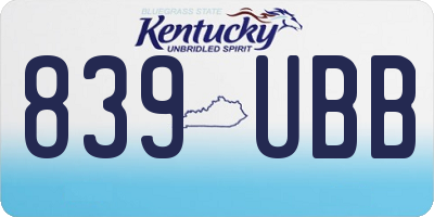 KY license plate 839UBB
