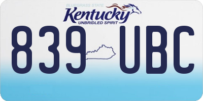 KY license plate 839UBC