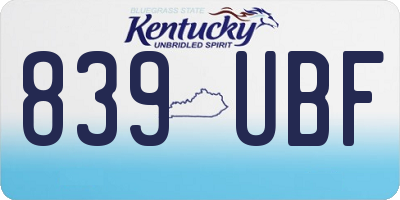 KY license plate 839UBF