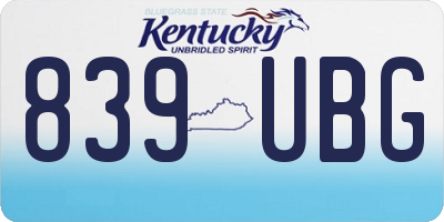 KY license plate 839UBG