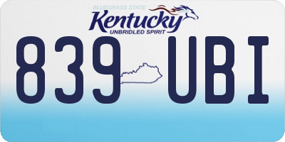KY license plate 839UBI