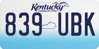 KY license plate 839UBK