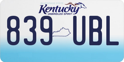KY license plate 839UBL
