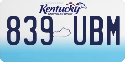 KY license plate 839UBM