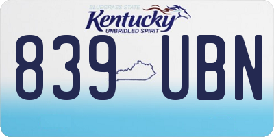 KY license plate 839UBN