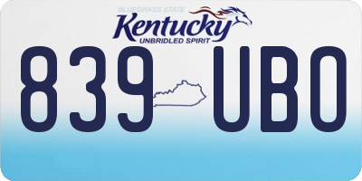 KY license plate 839UBO