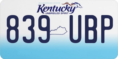 KY license plate 839UBP