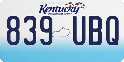 KY license plate 839UBQ