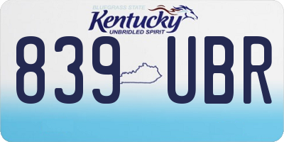 KY license plate 839UBR