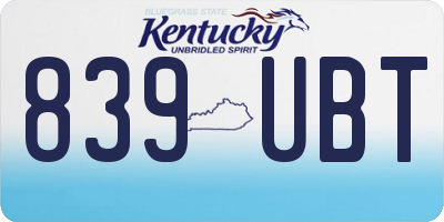 KY license plate 839UBT