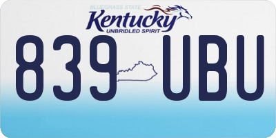 KY license plate 839UBU