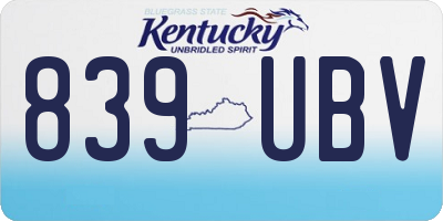 KY license plate 839UBV