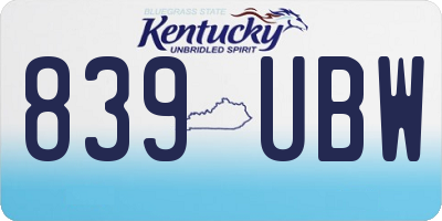 KY license plate 839UBW