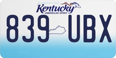 KY license plate 839UBX