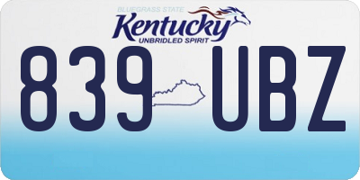 KY license plate 839UBZ