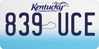 KY license plate 839UCE