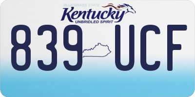 KY license plate 839UCF