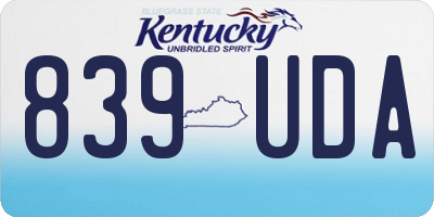 KY license plate 839UDA