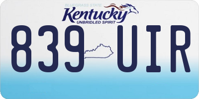 KY license plate 839UIR