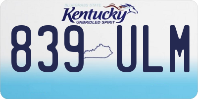 KY license plate 839ULM