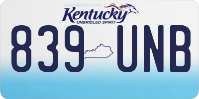KY license plate 839UNB