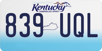 KY license plate 839UQL