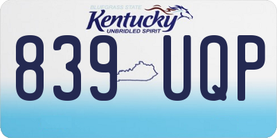 KY license plate 839UQP